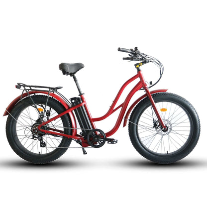 Coastal Cruiser Bikes - Fat Tire Step Thru 26x4 - 52v Beach Cruiser Electric Bike