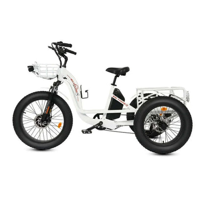 Ecotric Bikes - Ecotric 48V 24"x4.0 Front 20"x4.0 Rear Tires Tricycle Electric Bike w/ Front Basket + Rear Rack