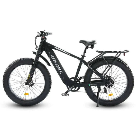 Ecotric Bikes - Ecotric Explorer 26 inches 48V Fat Tire Electric Bike with Rear Rack, Black