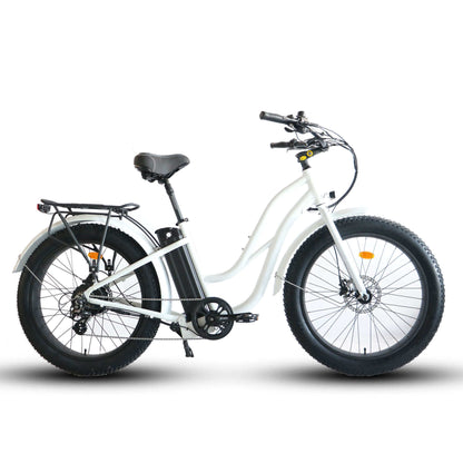 Coastal Cruiser Bikes - Fat Tire Step Thru 26x4 - 52v Beach Cruiser Electric Bike