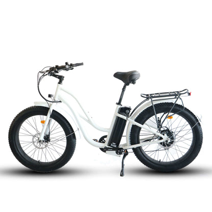 Coastal Cruiser Bikes - Fat Tire Step Thru 26x4 - 52v Beach Cruiser Electric Bike