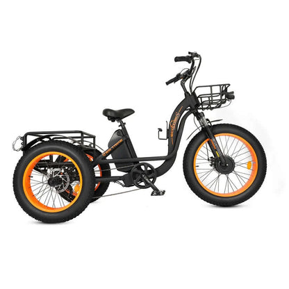 Ecotric Bikes - Ecotric 48V 24"x4.0 Front 20"x4.0 Rear Tires Tricycle Electric Bike w/ Front Basket + Rear Rack