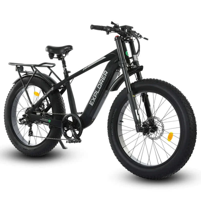 Ecotric Bikes - Ecotric Explorer 26 inches 48V Fat Tire Electric Bike with Rear Rack, Black