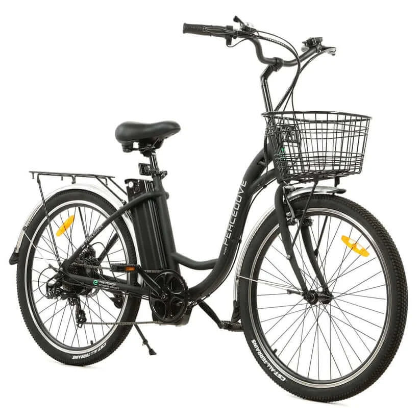 Ecotric Bikes - Ecotric 26inch Peacedove Electric City Bike w/ Basket and Rear Rack