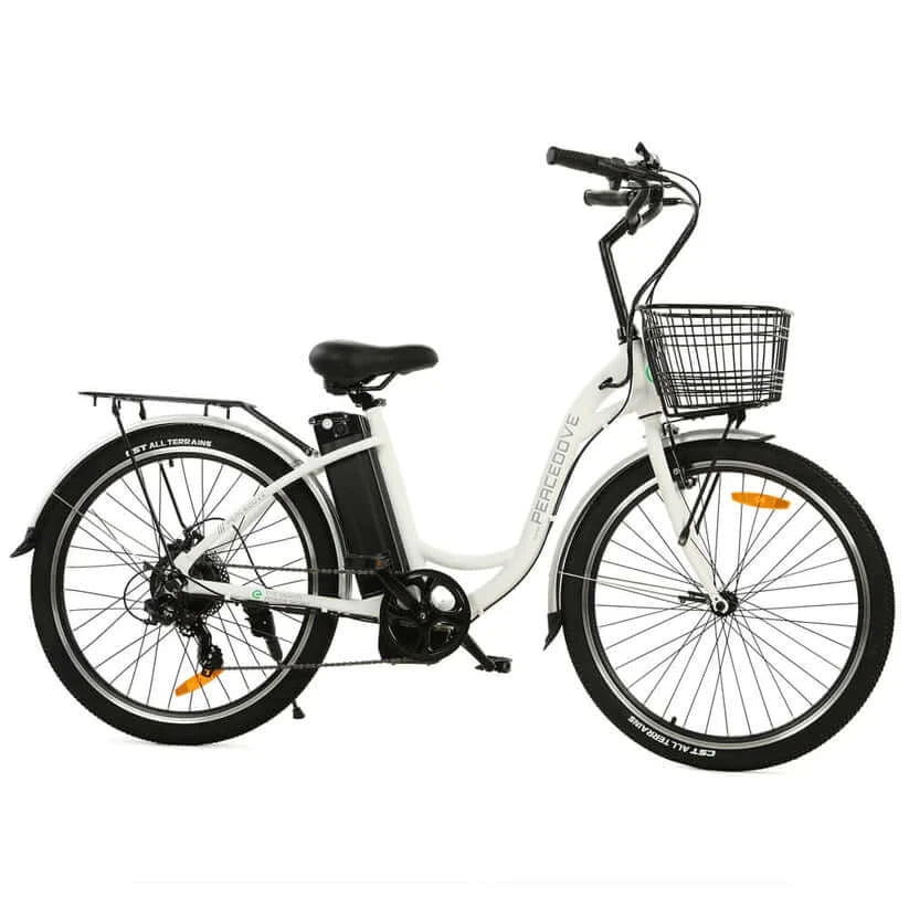 Ecotric Bikes - Ecotric 26inch Peacedove Electric City Bike w/ Basket and Rear Rack