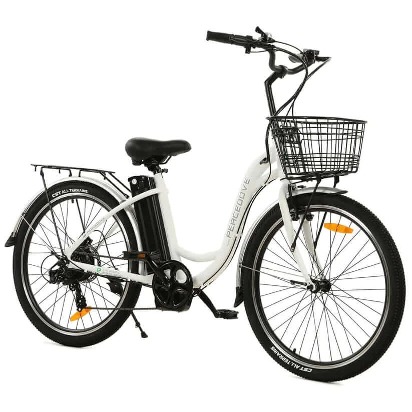 Ecotric Bikes - Ecotric 26inch Peacedove Electric City Bike w/ Basket and Rear Rack