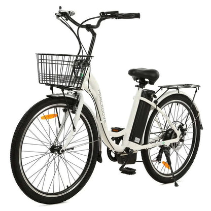 Ecotric Bikes - Ecotric 26inch Peacedove Electric City Bike w/ Basket and Rear Rack